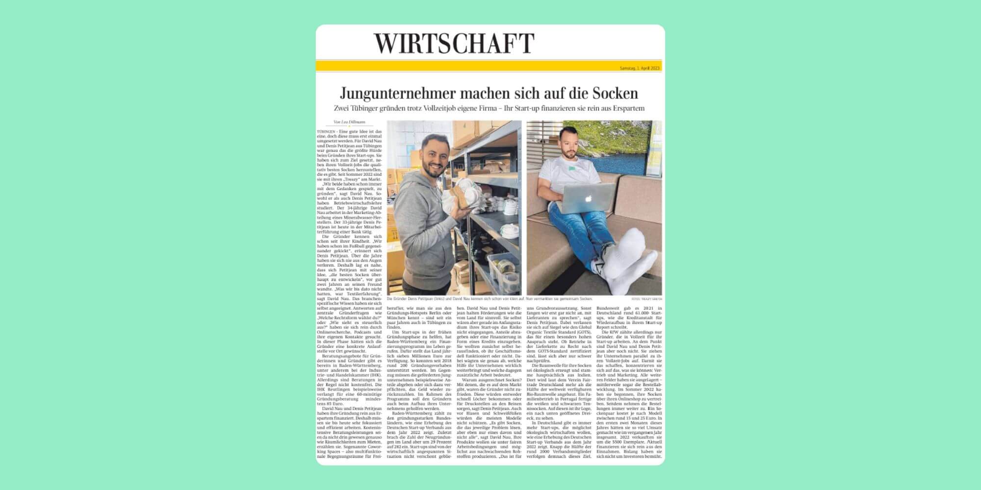 Artikel über TREAZY. in der Schwäbischen Zeitung