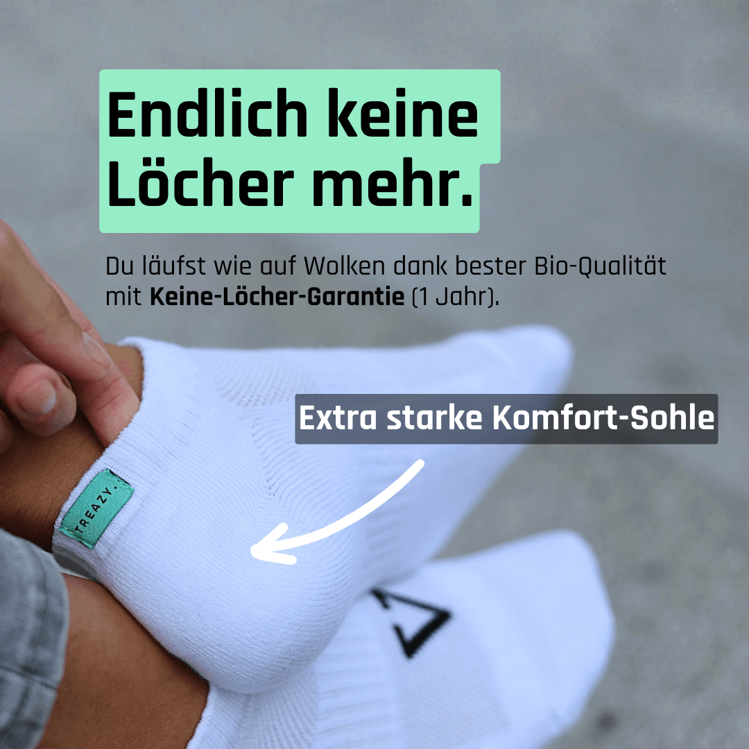 Keine Löcher in Sneaker Socken von TREAZY. aus Bio-Baumwolle