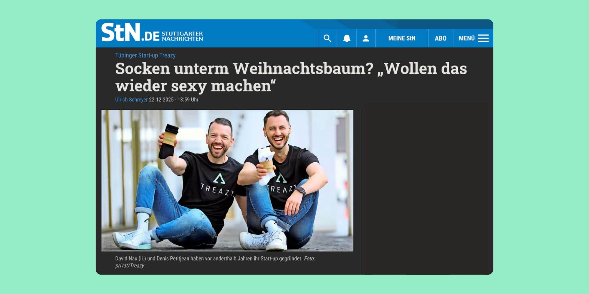 Artikel über TREAZY. in den Stuttgarter Nachrichten