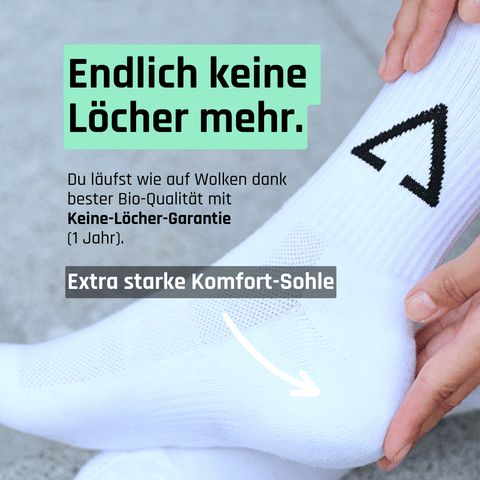Keine Löcher in Tennis Socken von TREAZY. aus Bio-Baumwolle