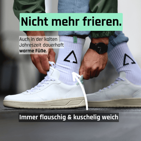 Warme Füße in Tennis Socken von TREAZY. aus Bio-Baumwolle
