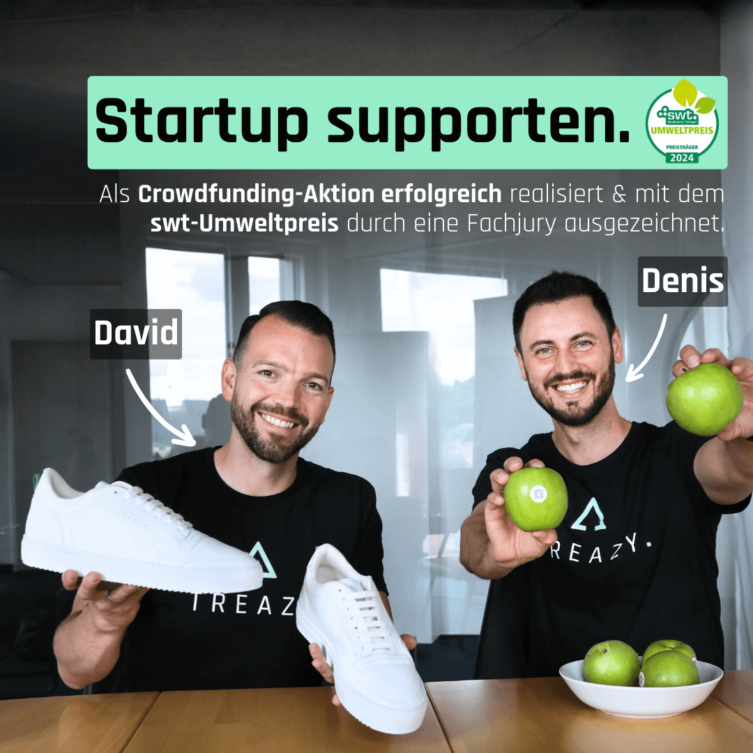 Gründer mit Sneaker von TREAZY. aus Apfelleder 