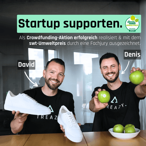 Gründer mit Sneaker von TREAZY. aus Apfelleder 